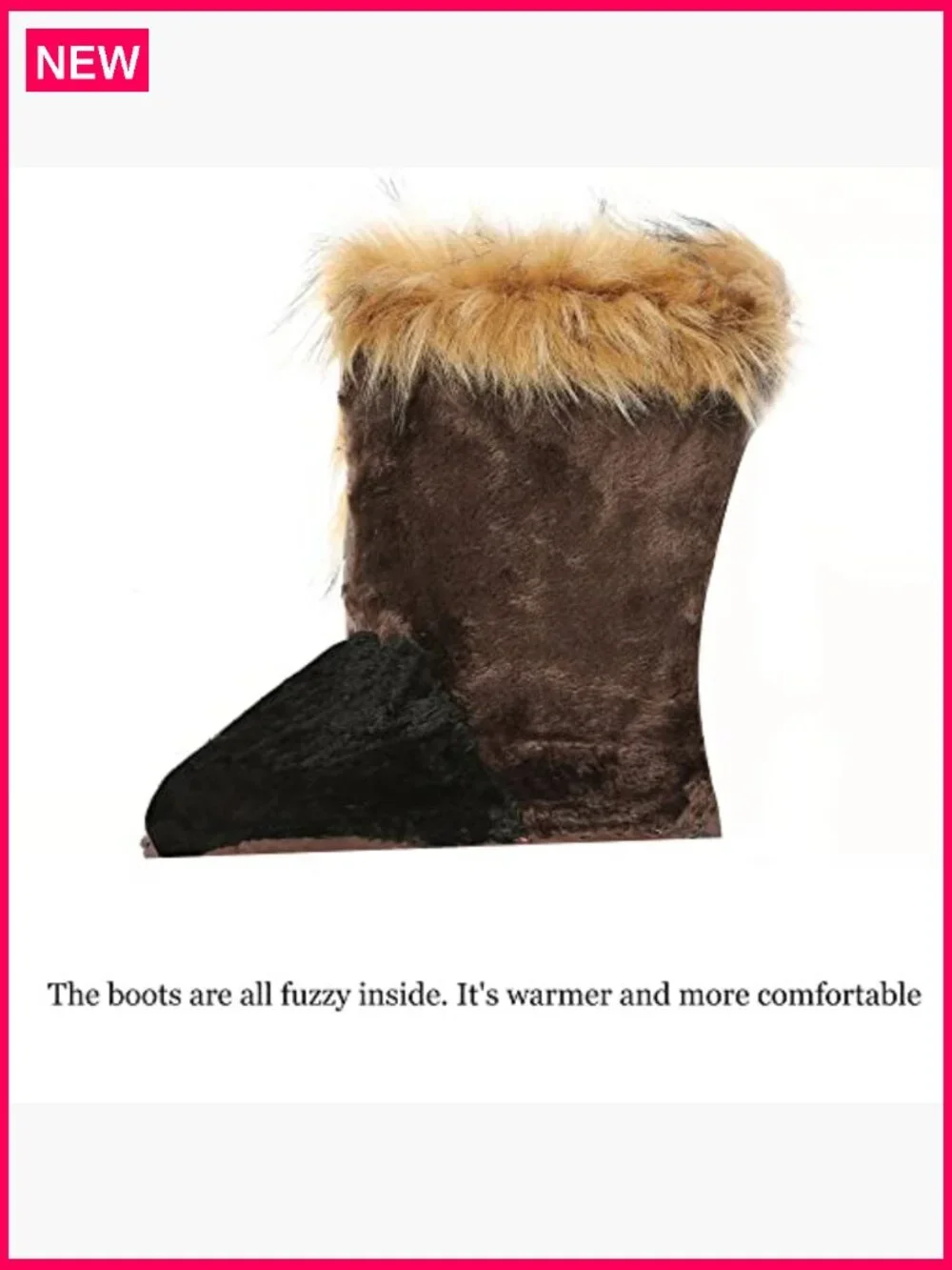 Faux Fur Mid Calf Boots Warm Winter Snow Boots Flat Heel Comfort